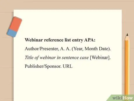 Процитируйте веб-семинар в APA Step 1