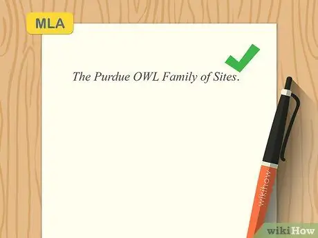 Цитируйте веб-сайт без автора Шаг 1