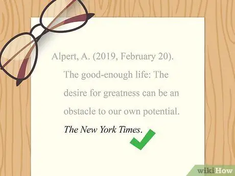 Цитируйте новостные статьи в Интернете в APA Step 4