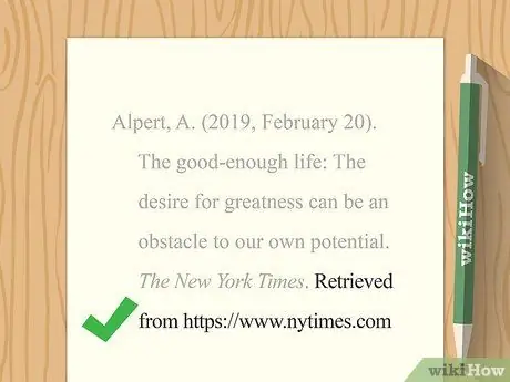 Цитируйте новостные статьи в Интернете в APA Step 5