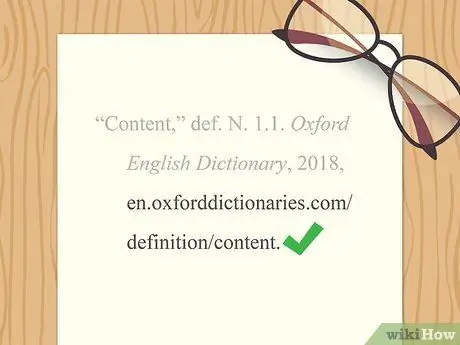 Процитируйте значение словаря в MLA Шаг 11