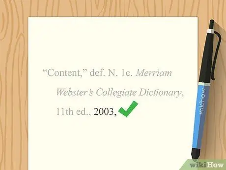 Процитируйте значение словаря в MLA Шаг 7