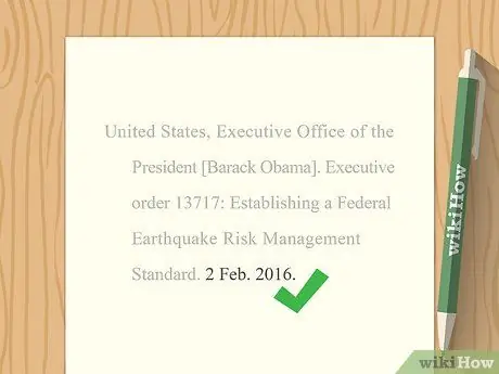 Процитировать исполнительные приказы, шаг 3