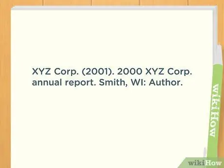 Цитируйте годовой отчет в стиле APA. Шаг 8