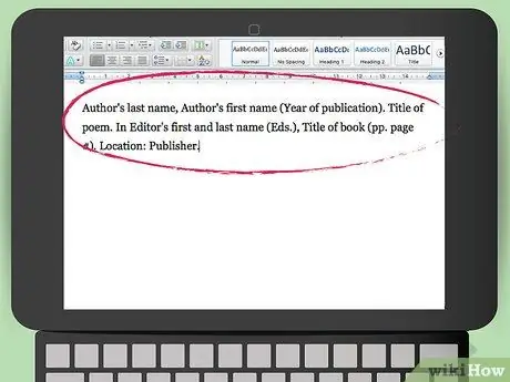Цитируйте стихотворение в стиле APA Шаг 8