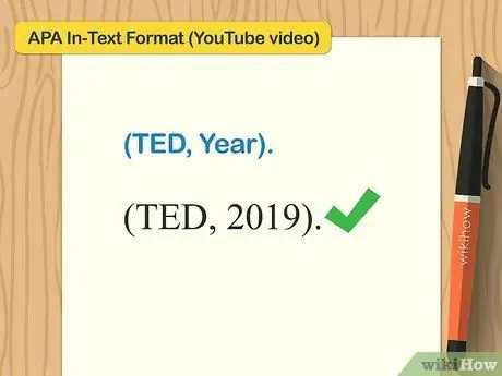 Цитируйте выступления TED в APA Step 11