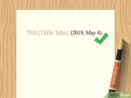 Цитируйте выступления TED в APA Step 6