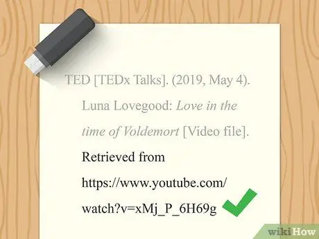 Цитируйте выступления TED в APA Step 9