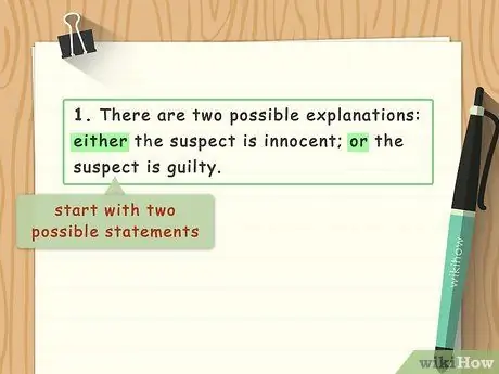 Напишите косвенное доказательство, шаг 1