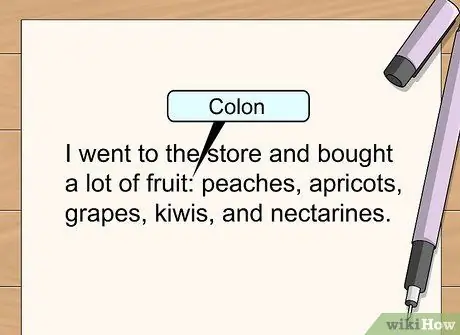 Используйте двоеточие в предложении Шаг 1