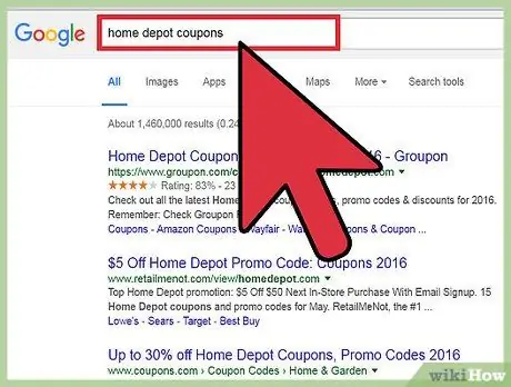 Найдите купоны для покупок в Интернете Шаг 2
