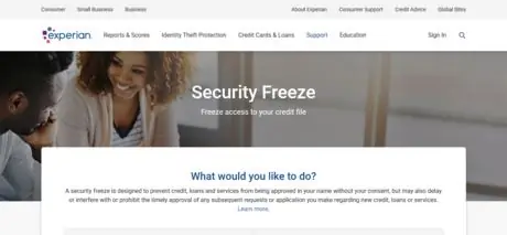 Experian Securty Freeze Center