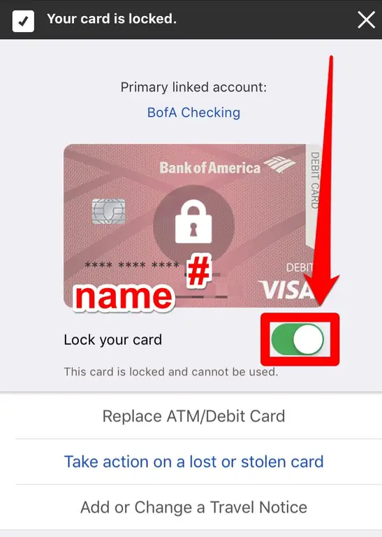 Как заблокировать и разблокировать платежную карту Bank of America через мобильное приложение Bank of America