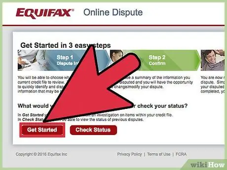 Оспаривание кредитного отчета Equifax онлайн Шаг 2