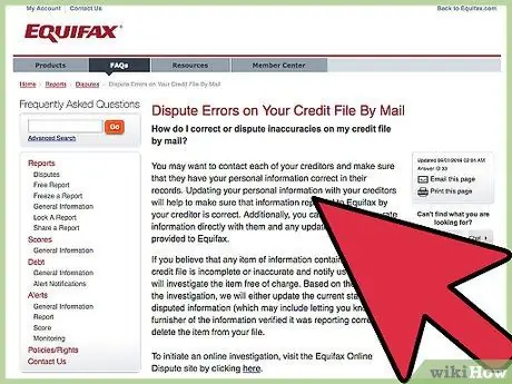 Оспаривание кредитного отчета Equifax онлайн Шаг 6