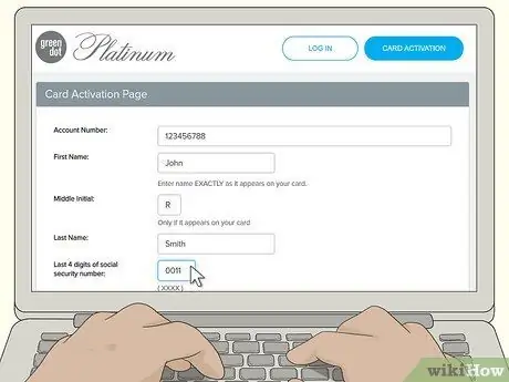 Зарегистрируйте карту Green Dot Card Шаг 6
