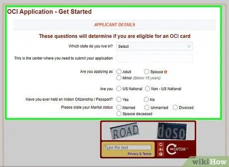 Подать заявку на получение карты OCI в США Шаг 2