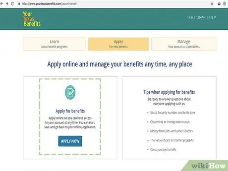 Подать заявку на продовольственные талоны в Техасе Шаг 2