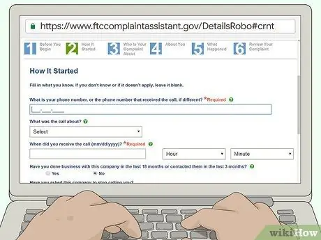 Сообщить о телемаркетинге Шаг 3