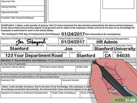 Заполните форму I9, шаг 13