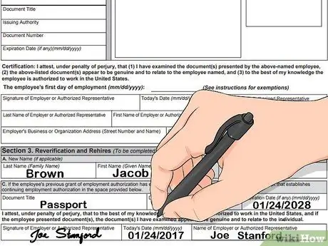 Заполните форму I9, шаг 16