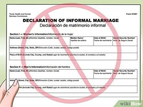 Избегайте брака по общему праву в Техасе, шаг 2