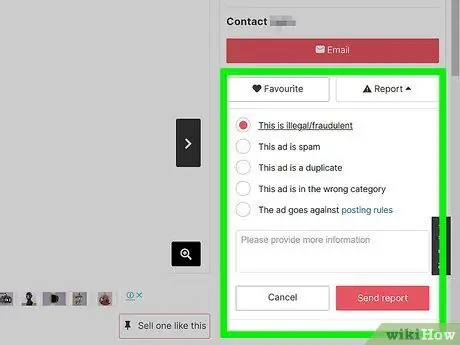 Сообщить о мошенничестве на шаге 3 Gumtree