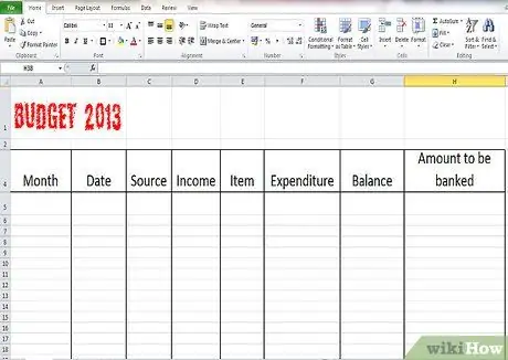 Создайте таблицу бюджета (подростки) Шаг 3