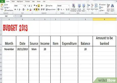 Создайте таблицу бюджета (подростки) Шаг 5