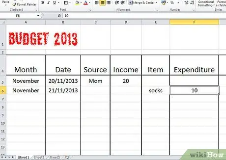 Создайте таблицу бюджета (подростки) Шаг 6