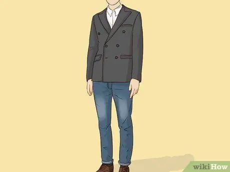 Наденьте двубортный костюм шаг 14