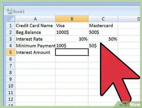 Расчет процентов по кредитной карте с помощью Excel Шаг 3 Расчет процентов по кредитной карте с помощью Excel Шаг 3