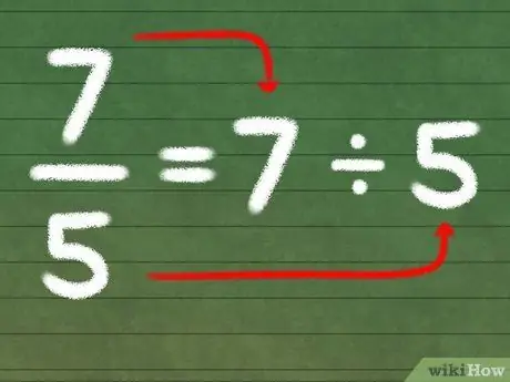 Преобразование неправильных дробей в смешанные числа, шаг 1