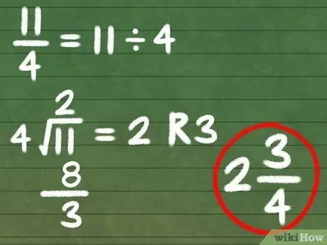 Преобразование неправильных дробей в смешанные числа Шаг 5