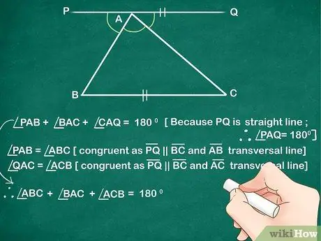 Докажите свойство суммы углов треугольника Шаг 4