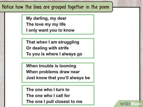 Определите стих в песне или стихотворении Шаг 6