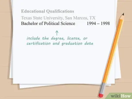 Напишите информацию об образовании в резюме Шаг 3