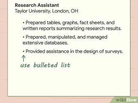 Напишите описание своей работы в резюме. Шаг 1