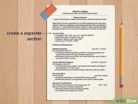 Продемонстрируйте технические навыки в резюме, шаг 1