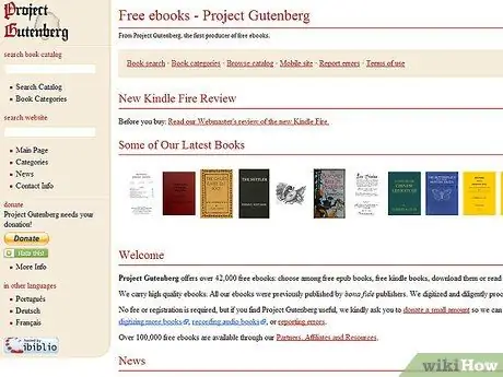 Получите бесплатные книги для своего Kindle на Project Gutenberg, шаг 1
