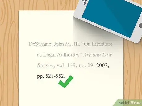 Цитируйте статьи Law Review Шаг 8