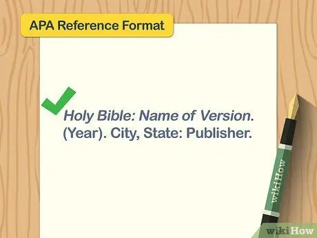 Цитируйте Библию в APA Step 5