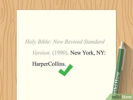 Цитируйте Библию в APA Step 8