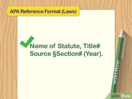 Цитируйте законы в APA Step 1