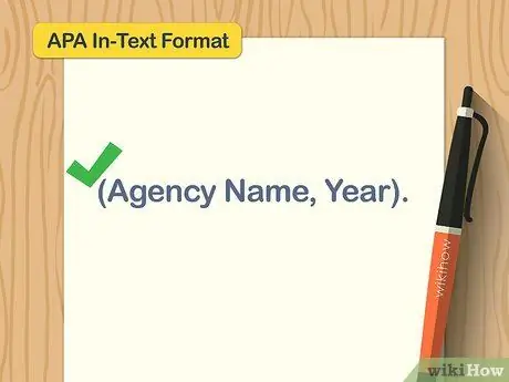 Цитируйте правительственные сайты в APA Step 6