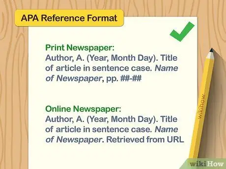 Цитируйте газетные статьи в APA Step 1