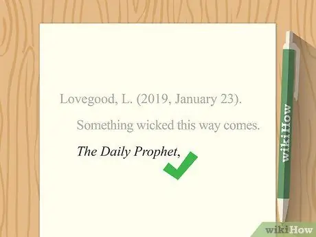 Цитируйте газетные статьи в APA Step 4