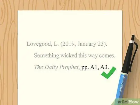 Цитируйте газетные статьи в APA Step 5