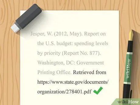 Цитируйте правительственные документы в APA Step 11