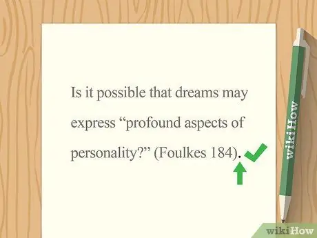 Форматирование цитаты в MLA Шаг 3